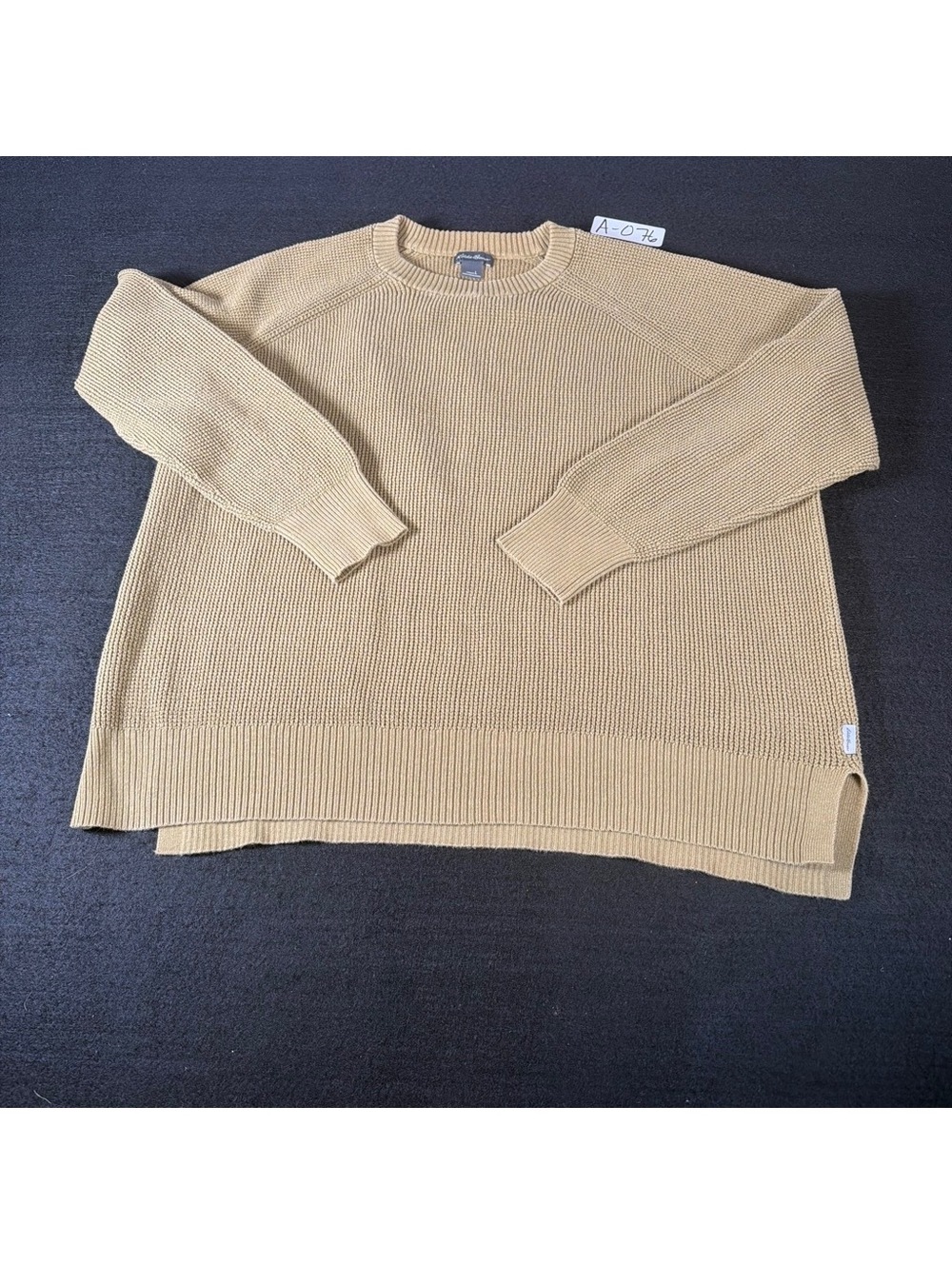 Eddie Bauer Women’s Olive Green Chunky Knit Sweater High Low Side Slit Pullover